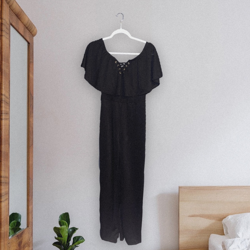 Off-Shoulder Black Jumpsuit
